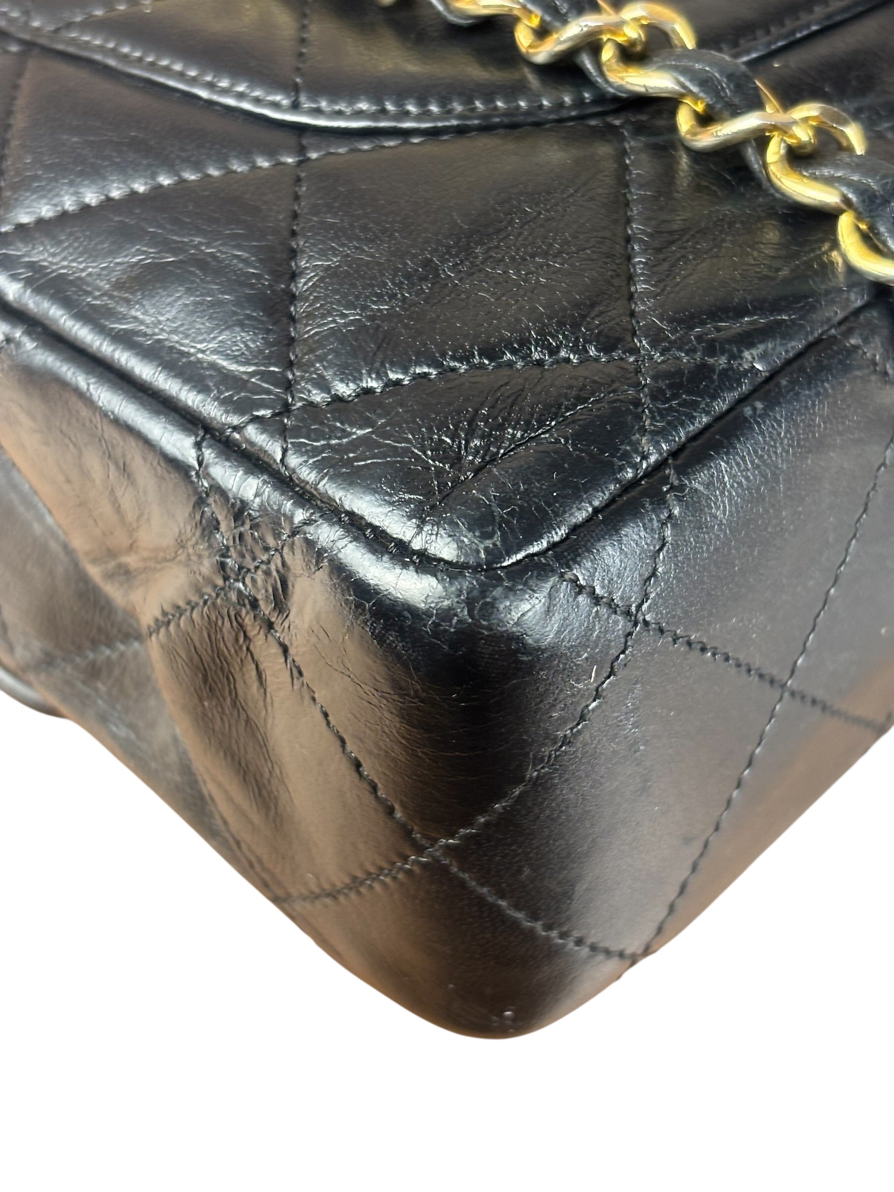 Chanel Black Quilted Two-Toned CC Double Flap Bag 90s