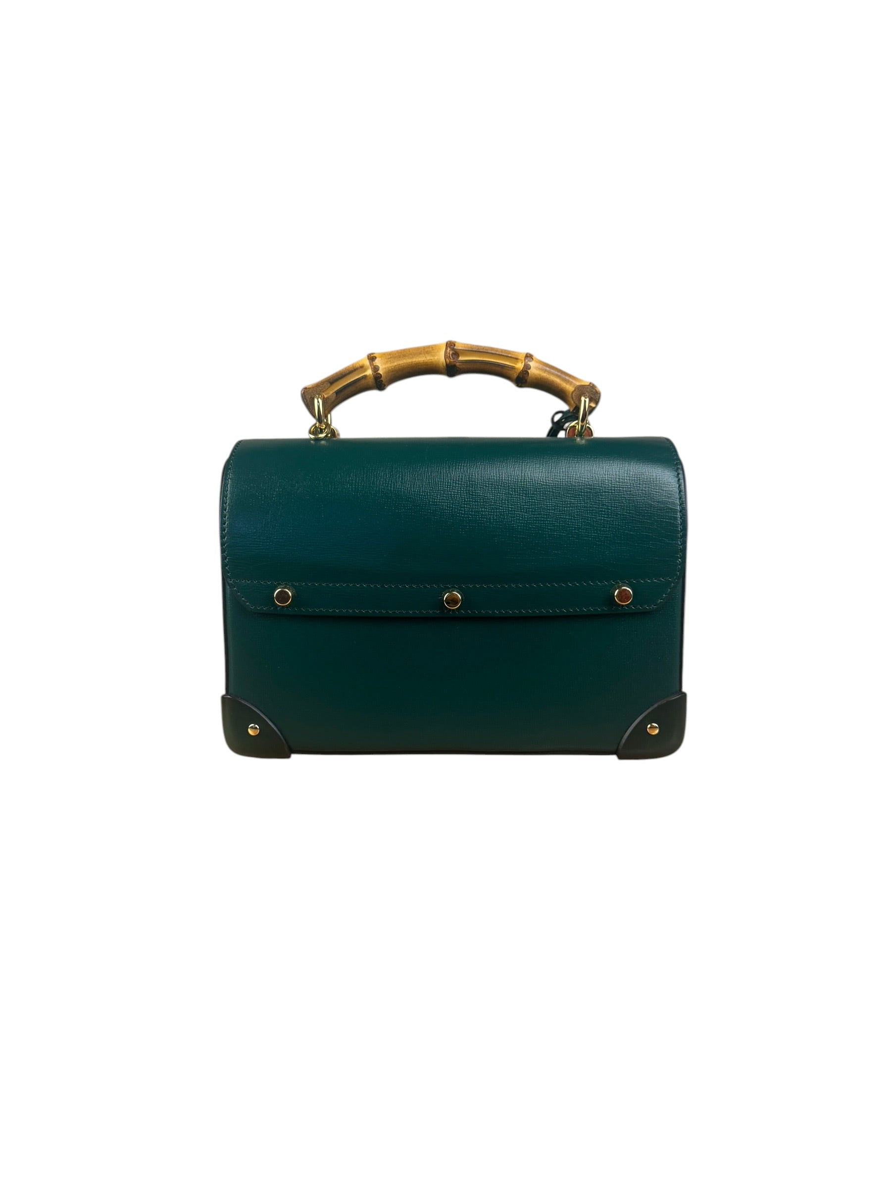 Gucci Green Padlock Bamboo Handle Handbag