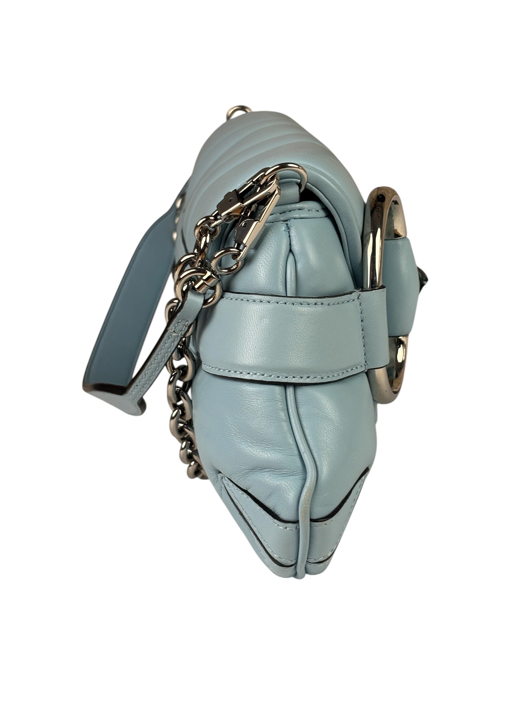 Gucci Blue Leather Horsebit Chain Shoulder Bag