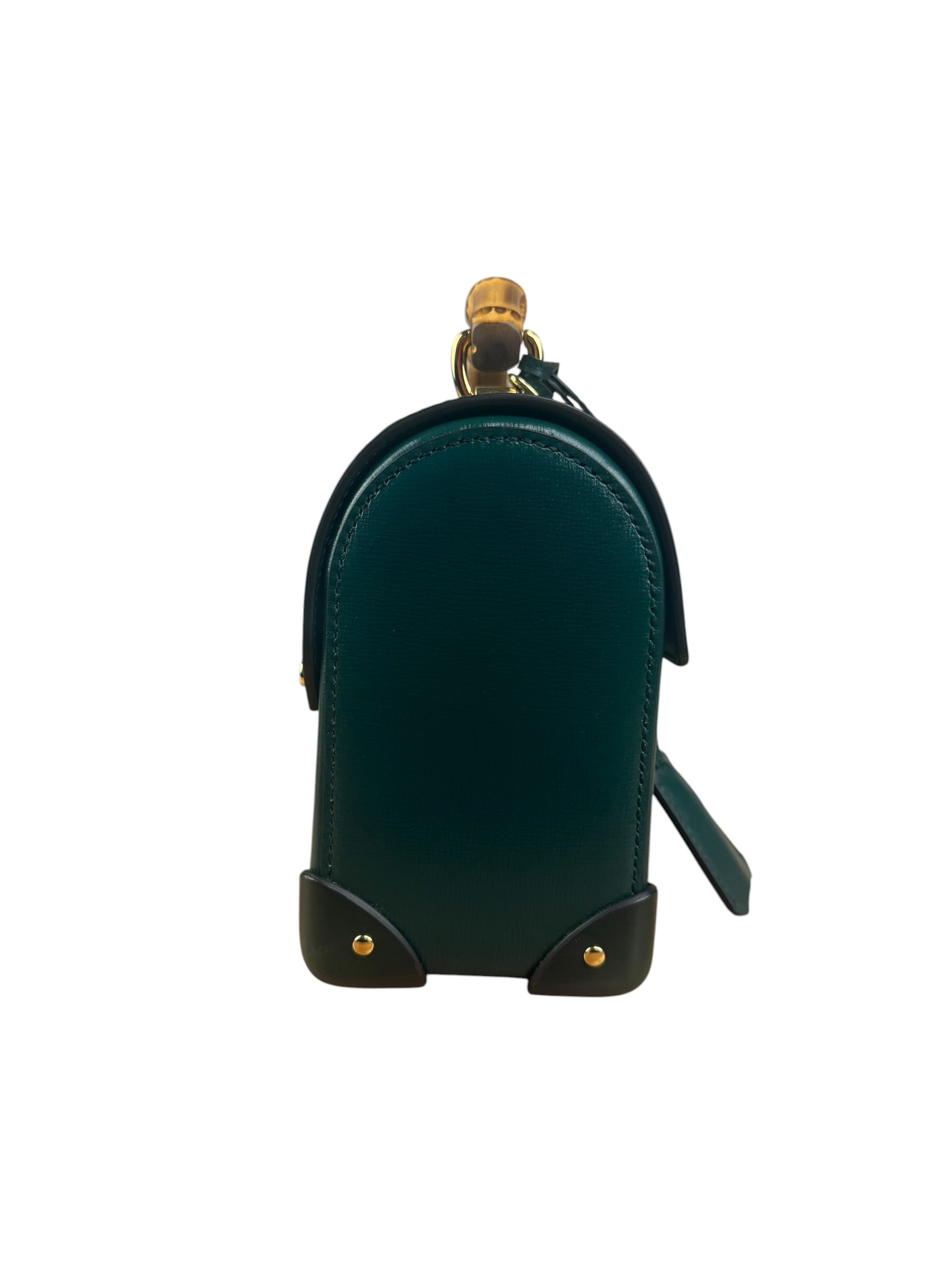 Gucci Green Padlock Bamboo Handle Handbag