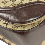 Gucci Brown Leather Trim GG Bamboo Handle Two-Way Bag
