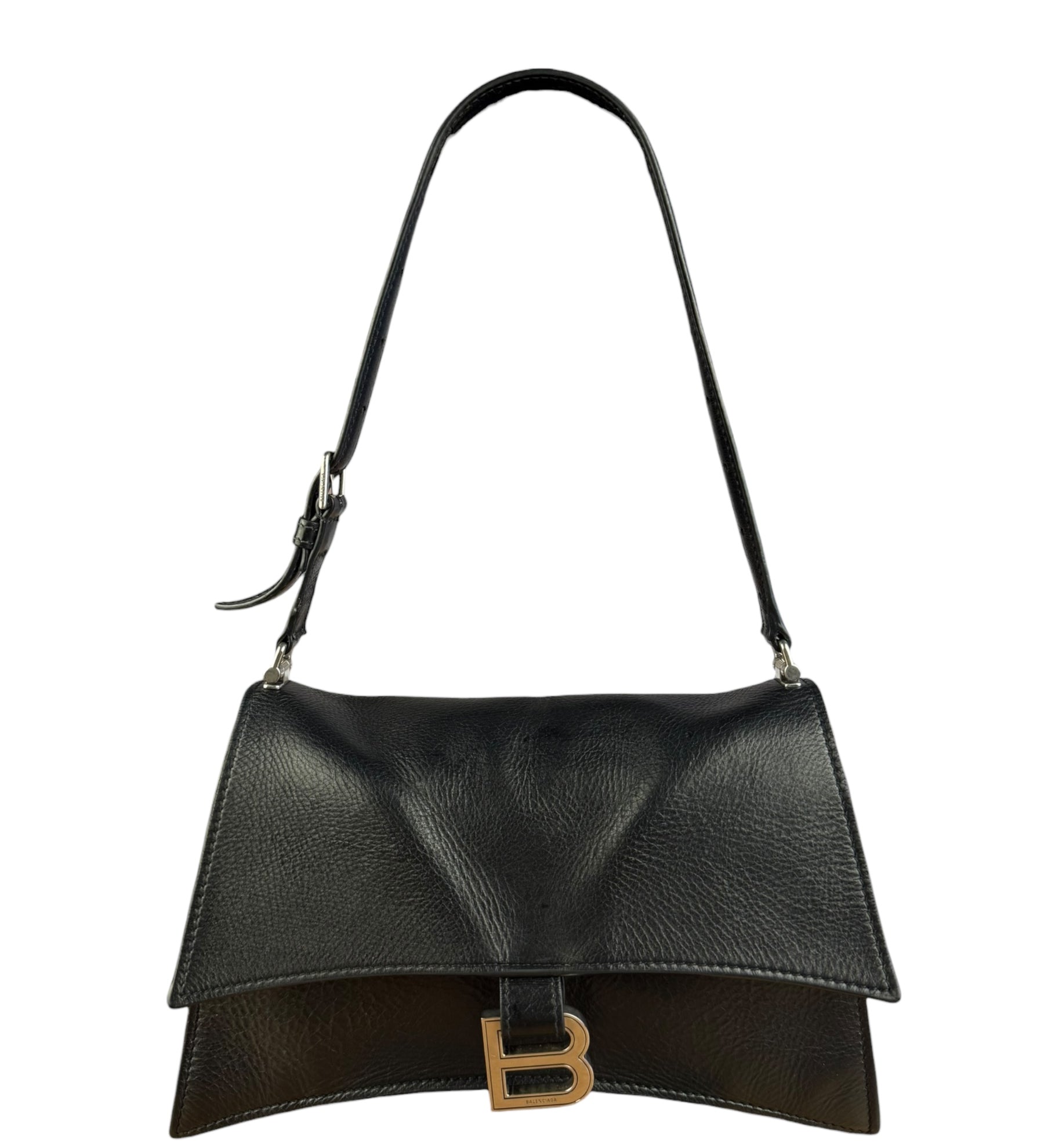 Balenciaga Crush Sling Shoulder Bag Black Leather