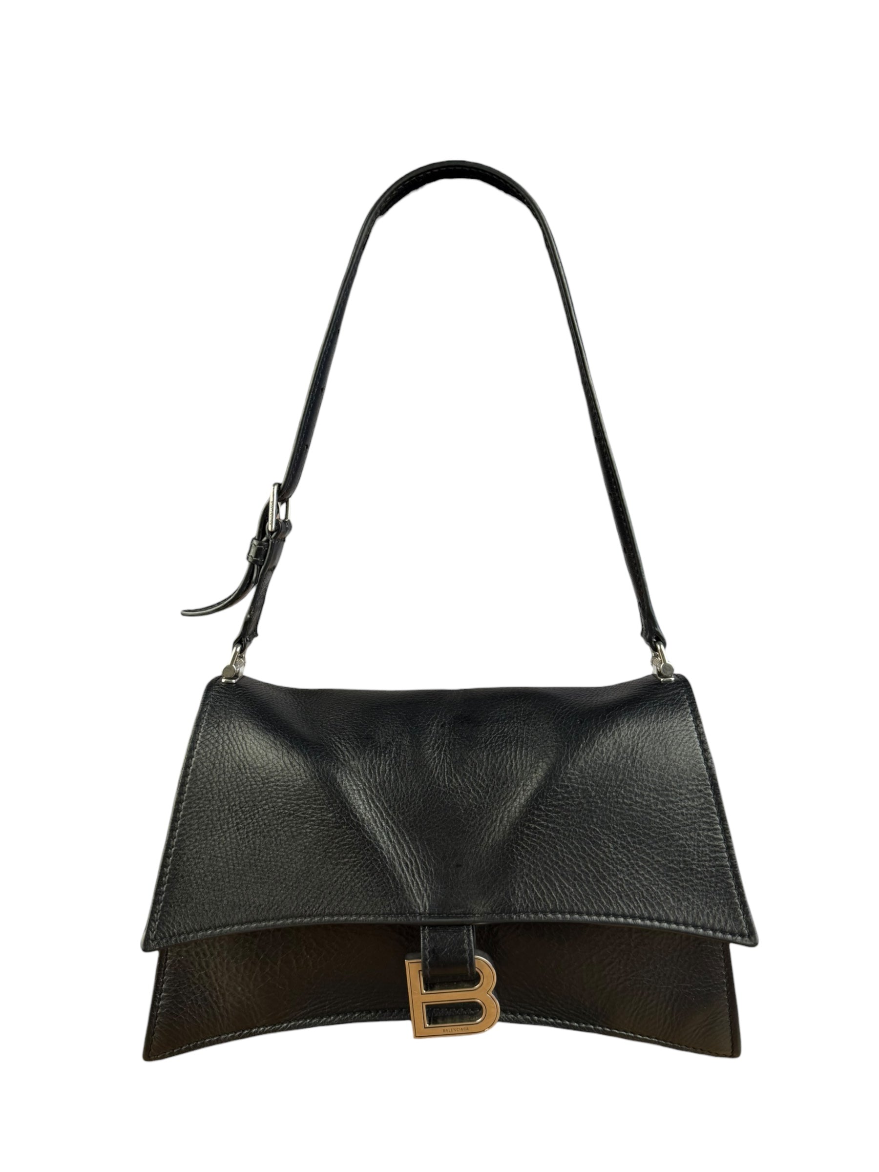 Balenciaga Crush Sling Shoulder Bag Black Leather