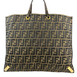Fendi Brown Leather Trim Canvas  Zucca Tote Bag