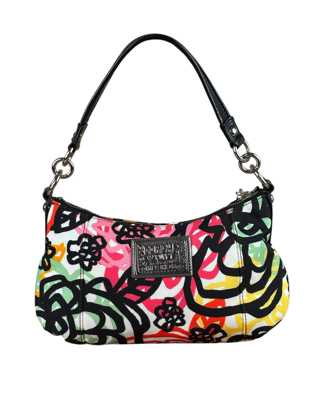 Coach Colorblock Leather Trim Graphic Blossom Two-Way Hobo Bag