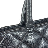Chanel Vintage CC Black Quilted Caviar Leather Medallion Tote Bag 2002
