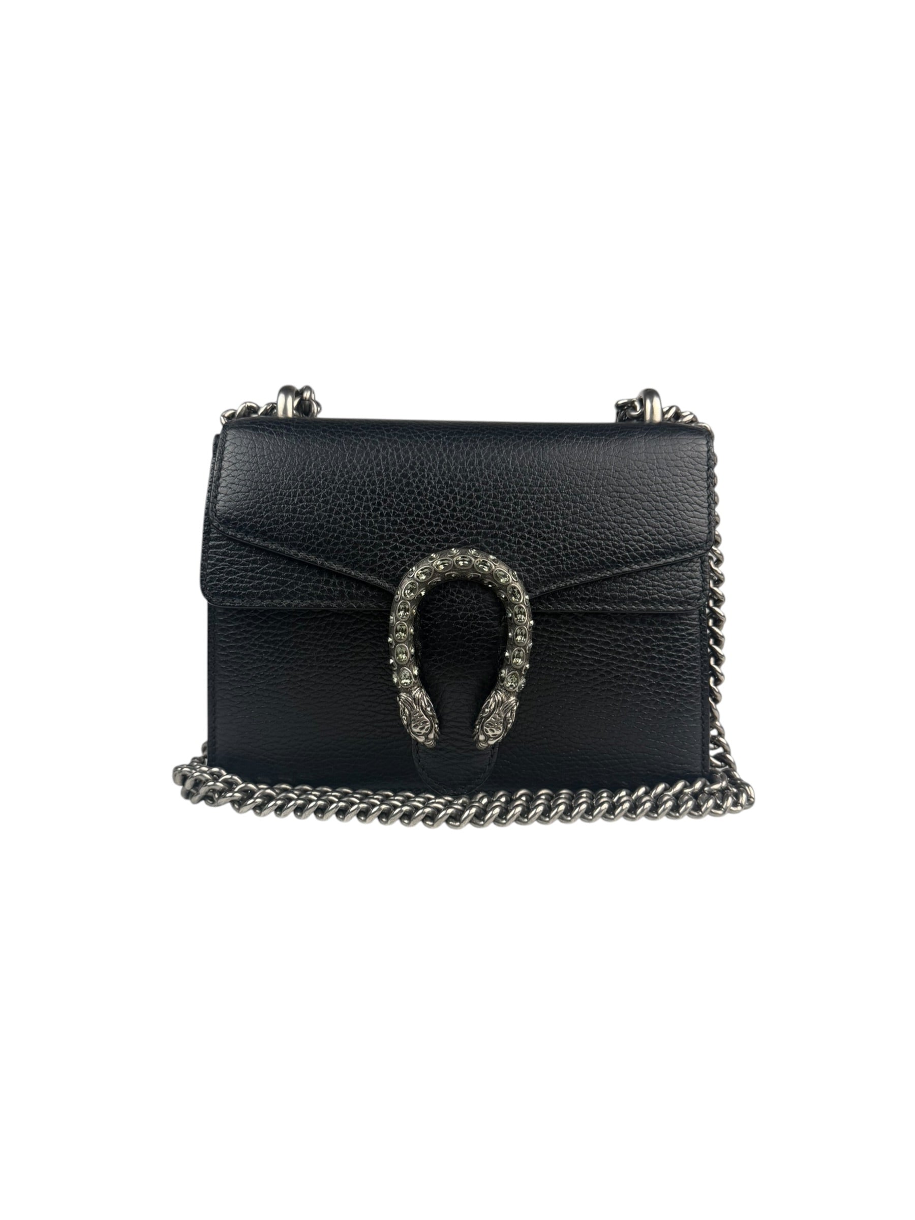 Gucci Black Pebbled Leather Dionysus Small Chain Shoulder Bag