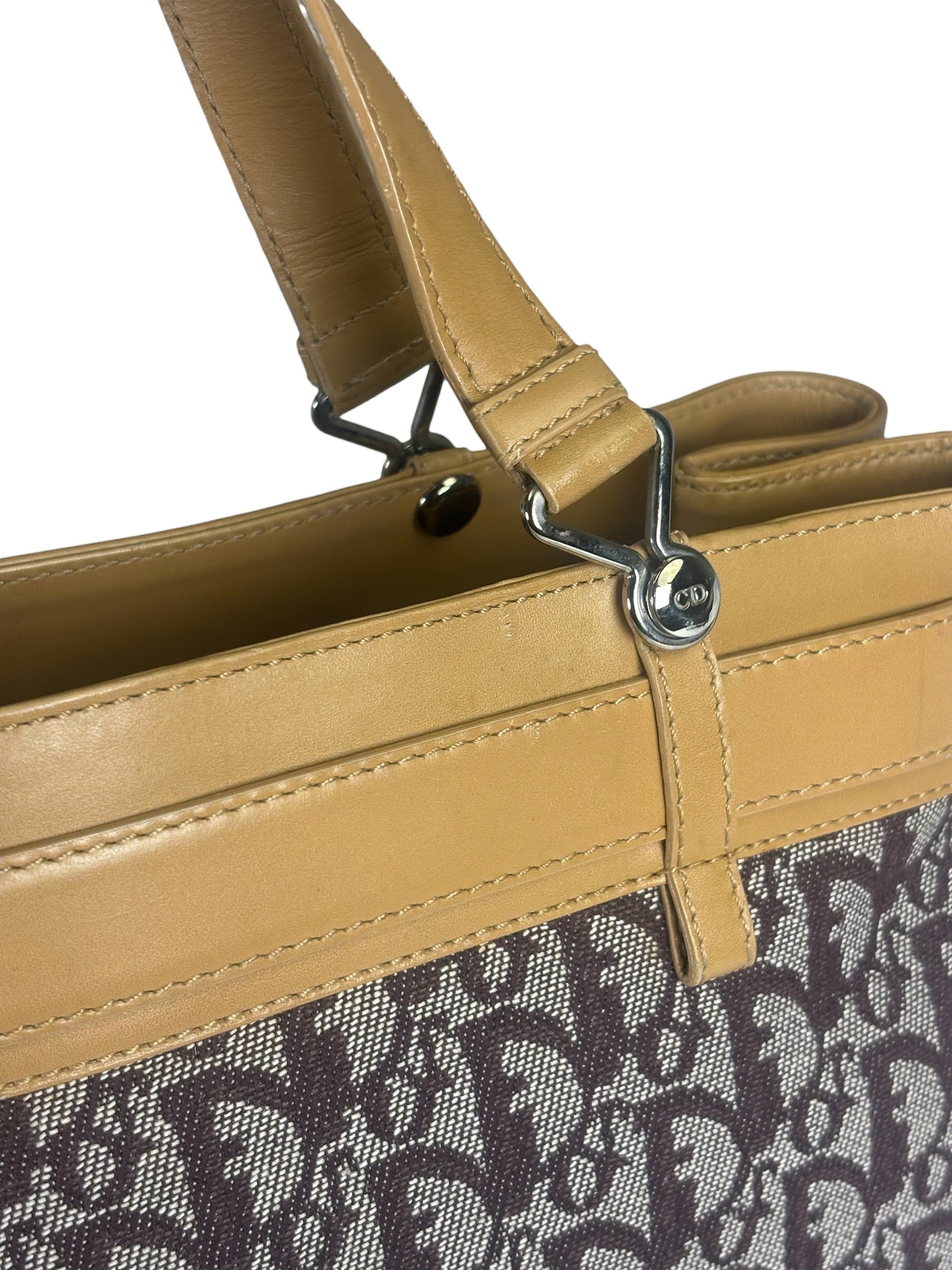 Christian Dior Cloth/Leather Trim Trotter Top Handle Tote