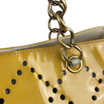 Chanel Vintage Yellow Patent Leather Perforated Tote Bag 1987