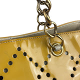 Chanel Vintage Yellow Patent Leather Perforated Tote Bag 1987