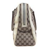 Gucci Leather Trim Monogram Canvas Web Stripe Tote Bag