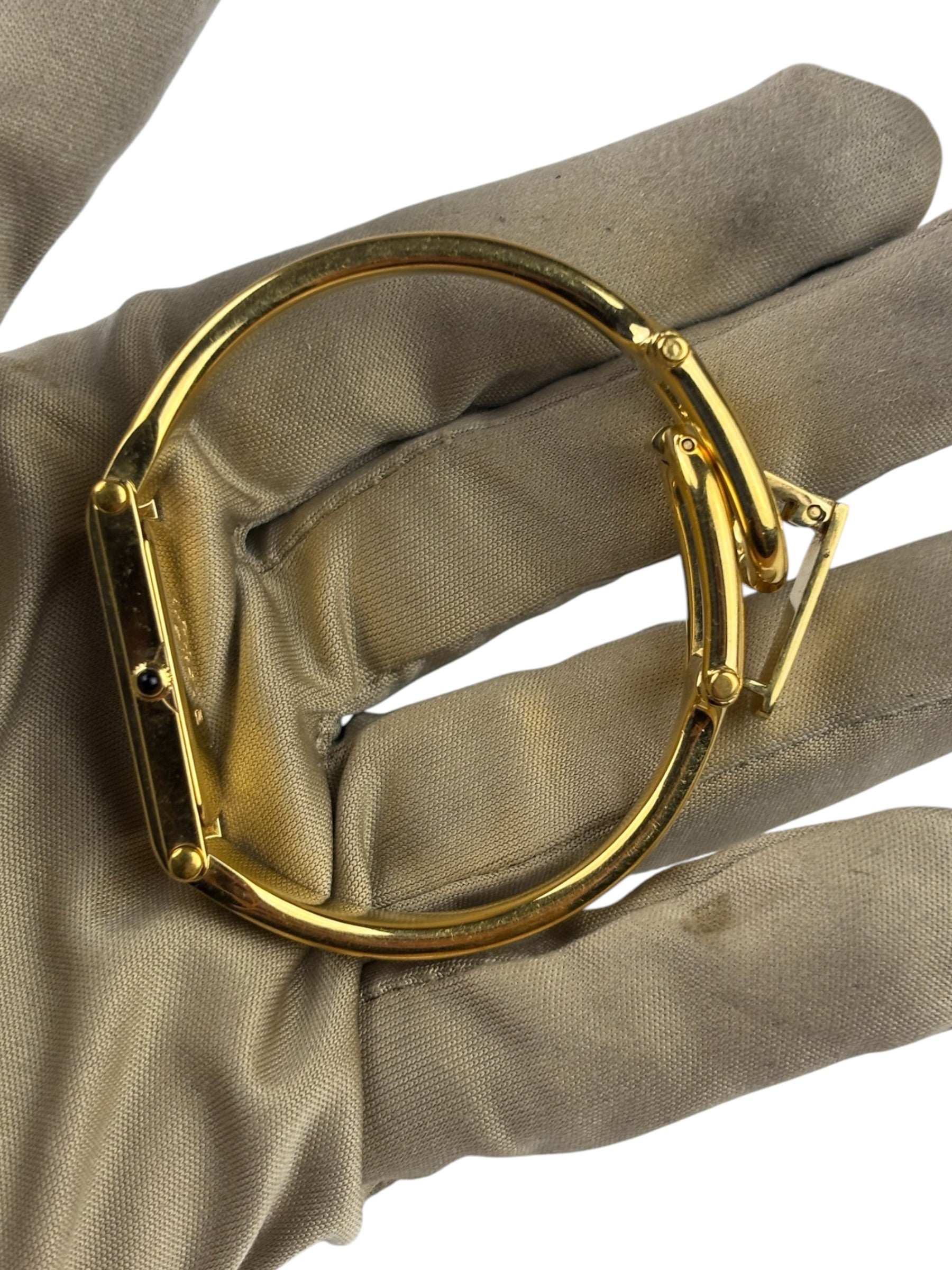 Gucci 1500L Black Dial Gold Plate Bangle Band