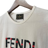 Fendi Vintage White Logo Print Boxy Tee
