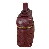 Bottega Veneta Burgundy Leather Intrecciato Bang Bang Vanity Two-Way Bag