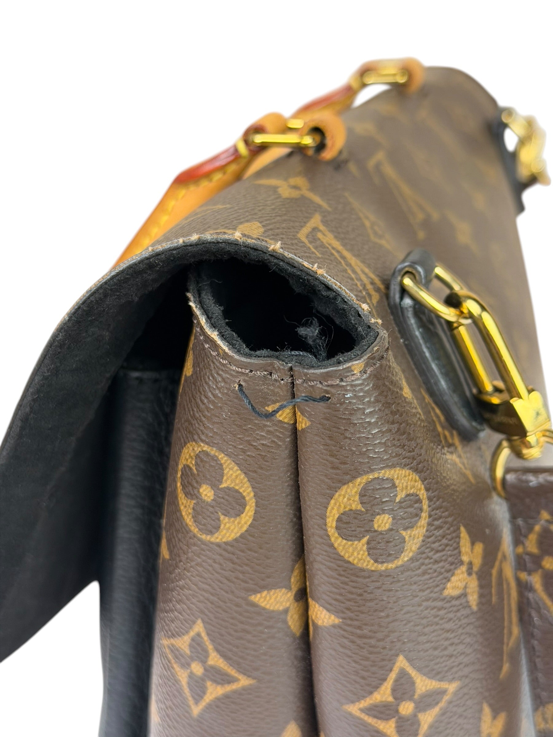 Louis Vuitton Black Leather/ Monogram Marignan 2Way Bag