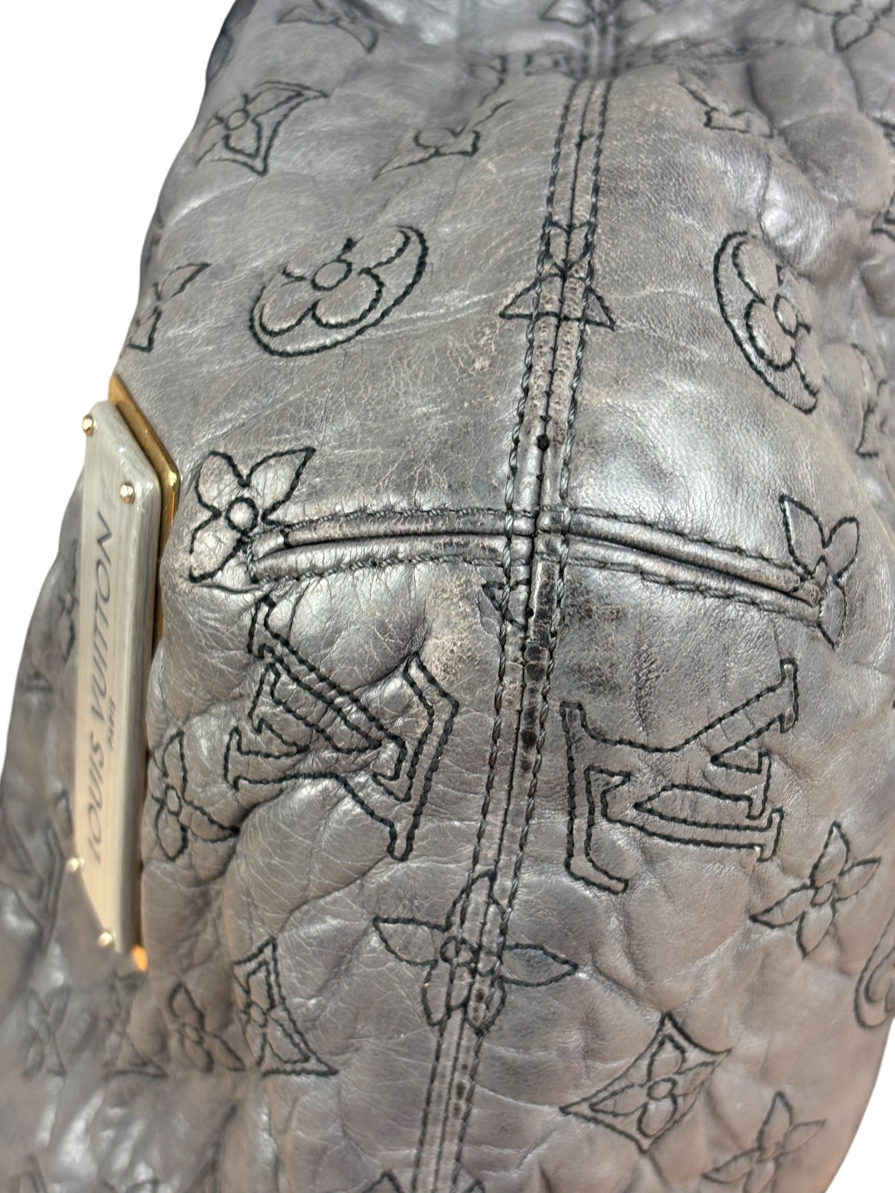 Louis Vuitton Limited Edition Grey Leather Monogram Olympe Nimbus Hobo Bag