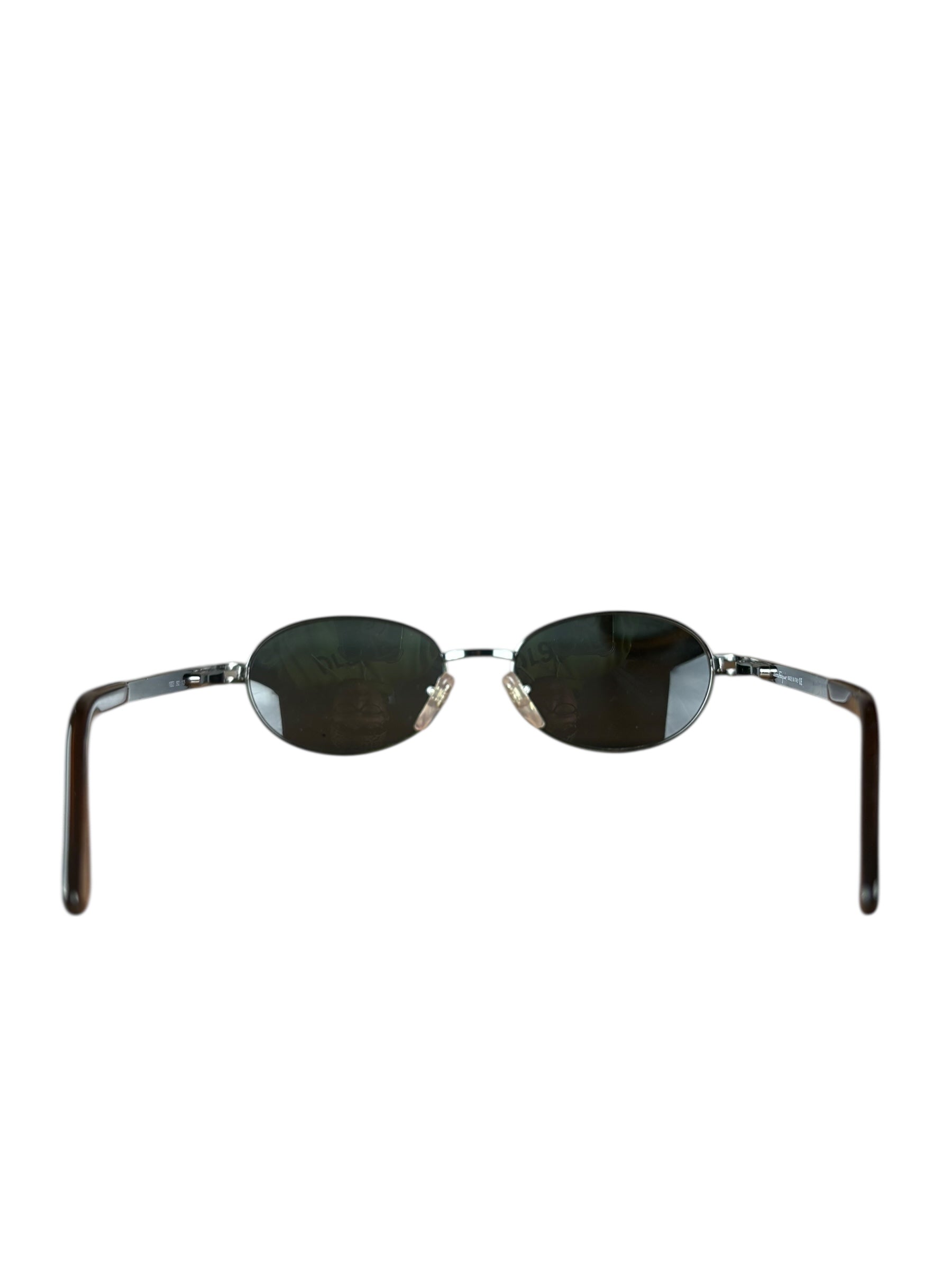 Ferragamo Circle Frame Gray Sunglasses