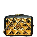 Chanel Mini Golden Plate Quilted Vanity Bag