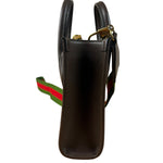 Gucci Brown Leather Trim Jumbo GG Mini Vertical Tote Bag