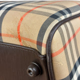Burberry Leather House Check Boston Duffle Bag