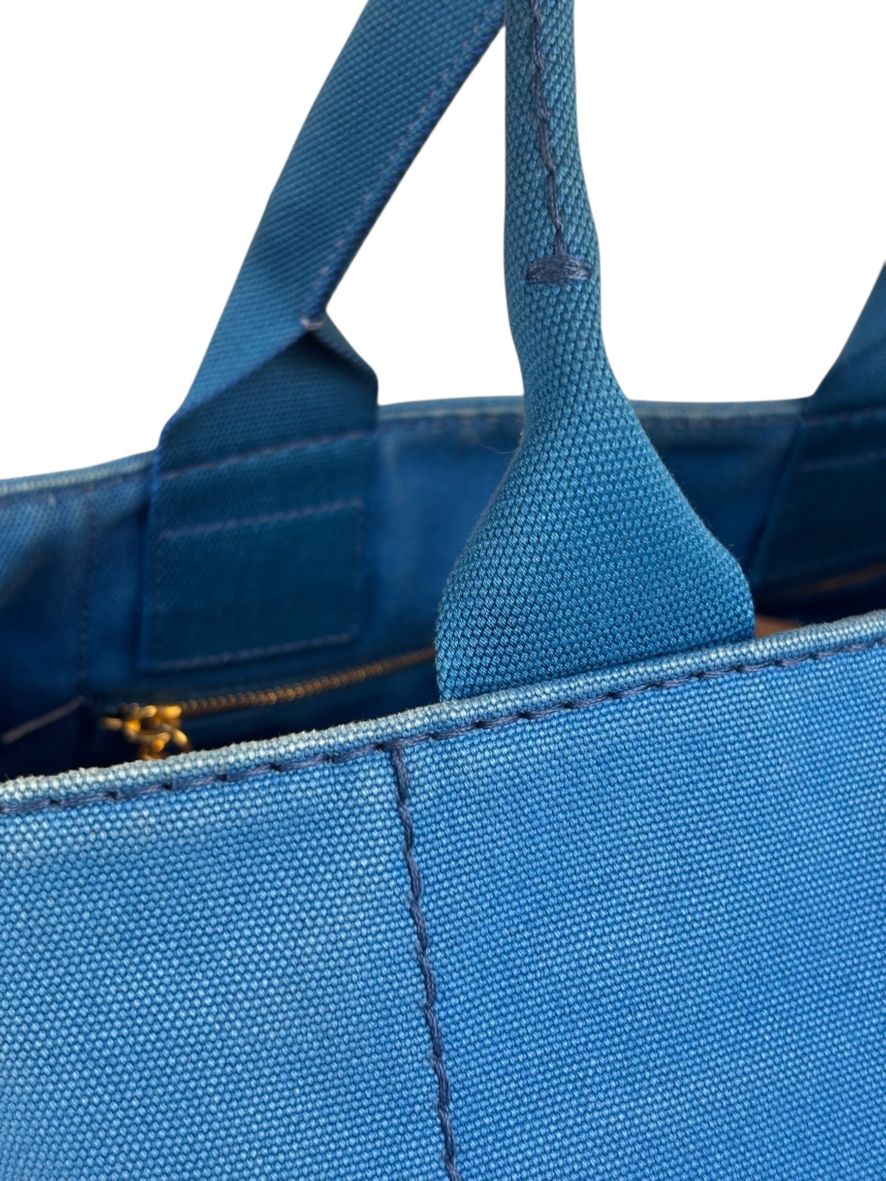 Prada Vintage Blue Canapa Canvas Tote
