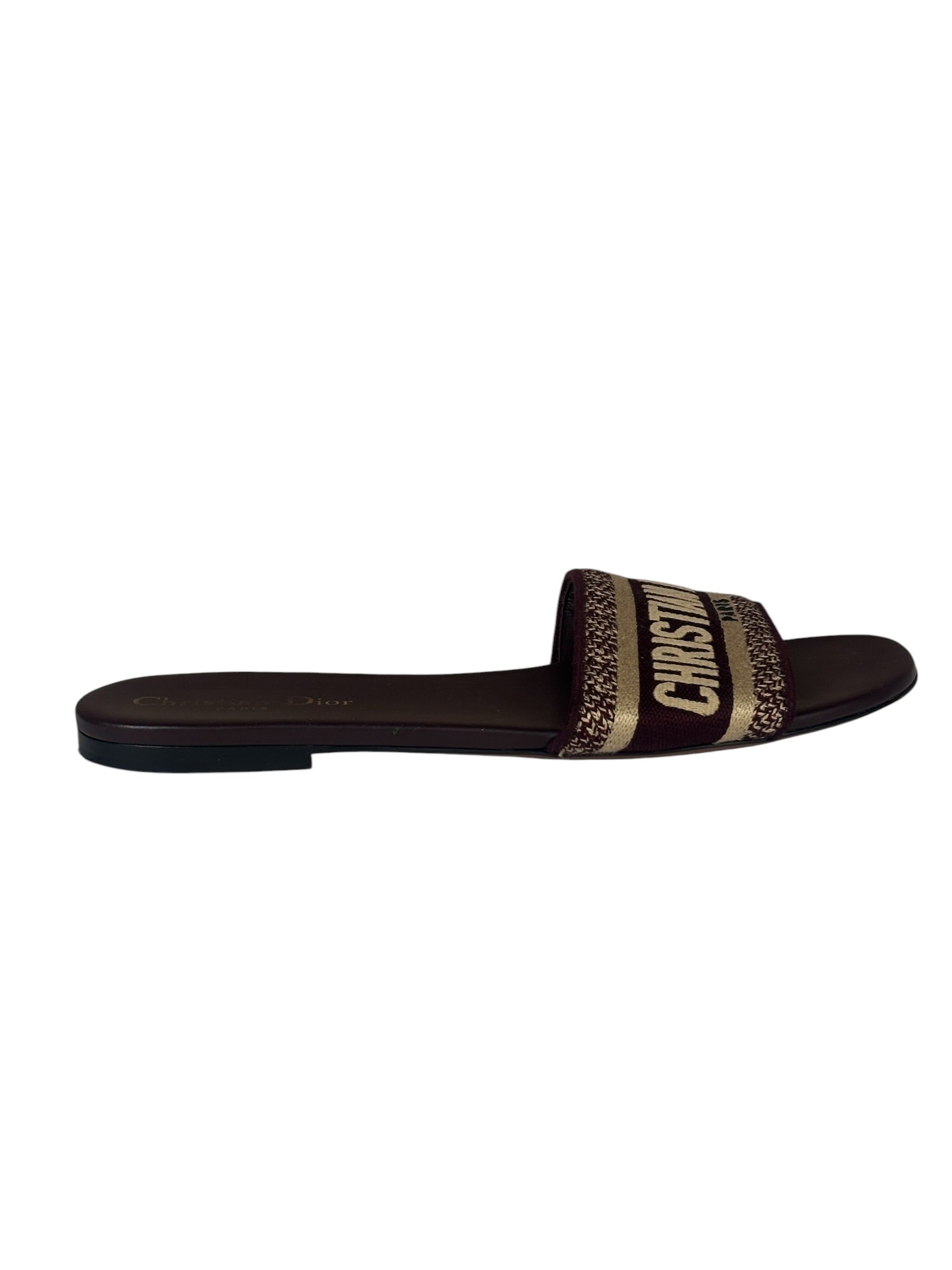 Christian Dior Paris Burgundy Slide Sandals