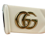 Gucci Large Frame Gold Logo Sunglasses