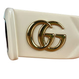 Gucci Large Frame Gold Logo Sunglasses