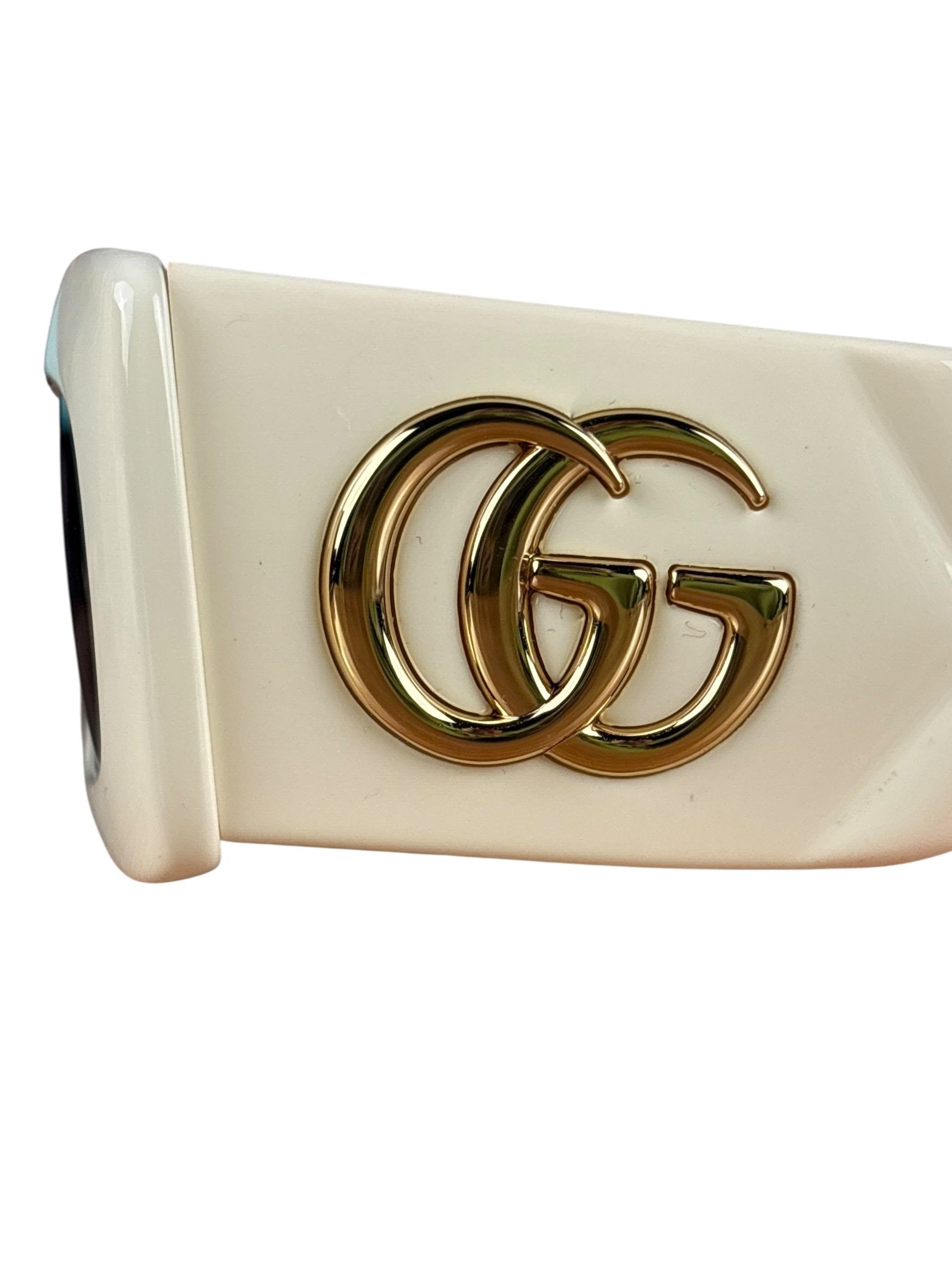 Gucci Large Frame Gold Logo Sunglasses