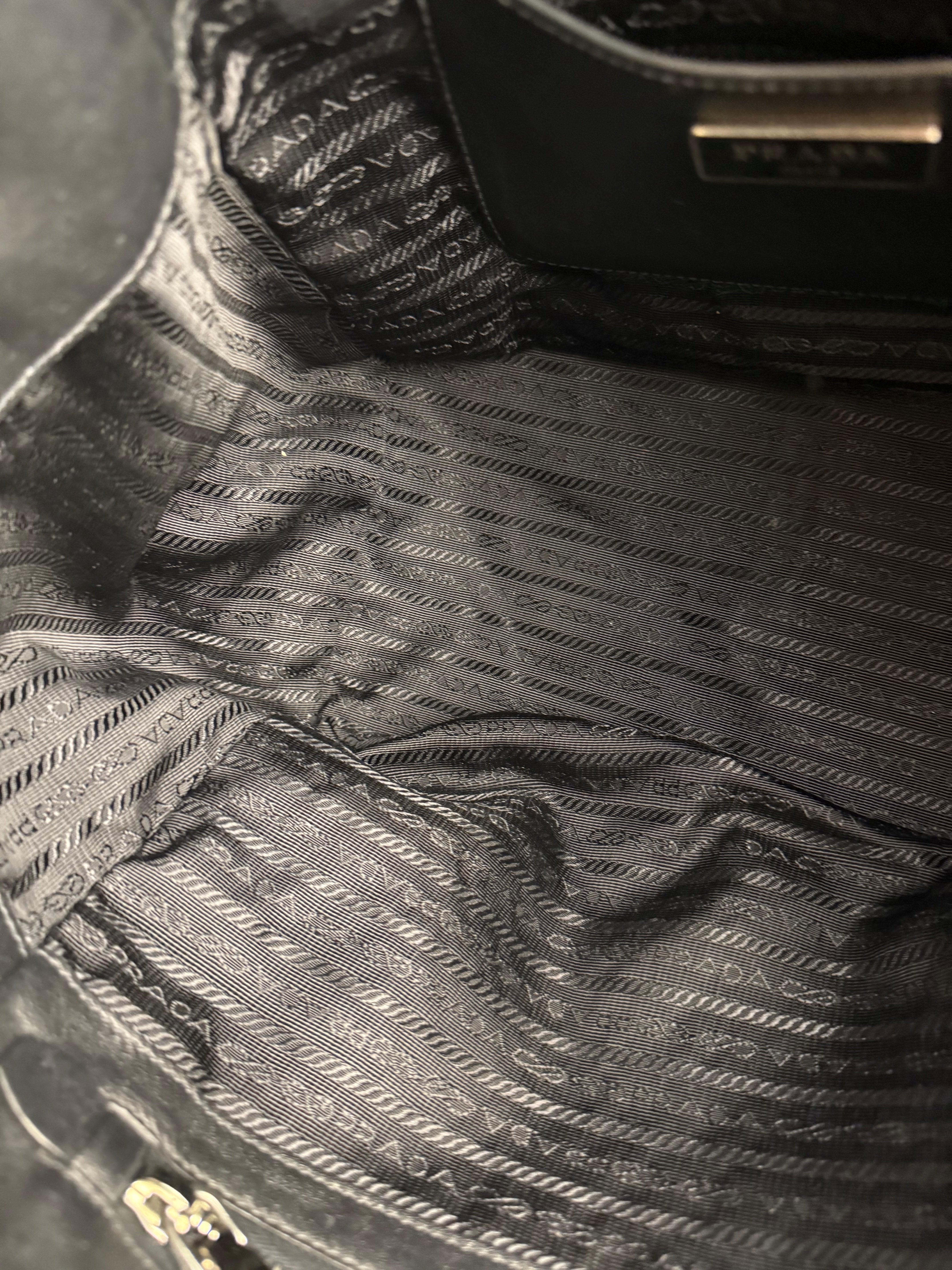 Prada Black/Burgundy Leather Shoulder Tote