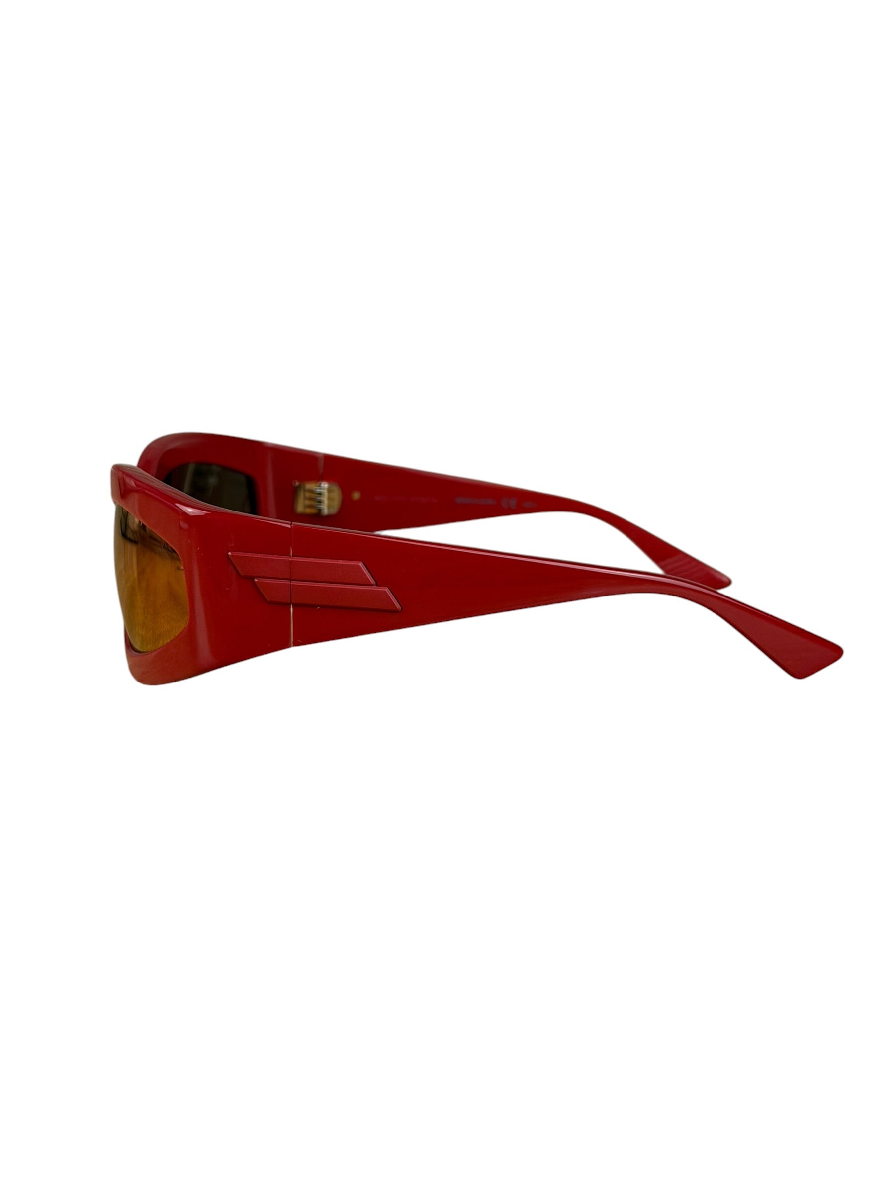 Bottega Veneta Red Shield Frame Sunglasses