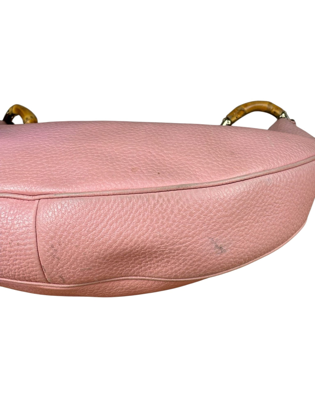 Gucci Pink Pebbled Leather Bamboo Ring Medium Hobo Bag