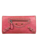 Balenciaga Pink Leather Moto Long Wallet
