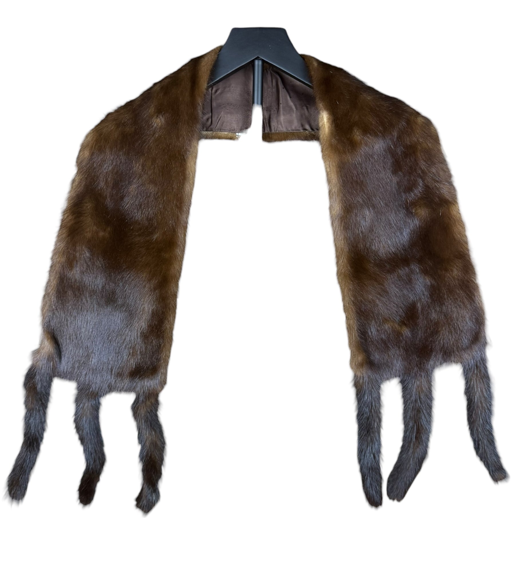 Vintage Brown Fur Tailed Shawl