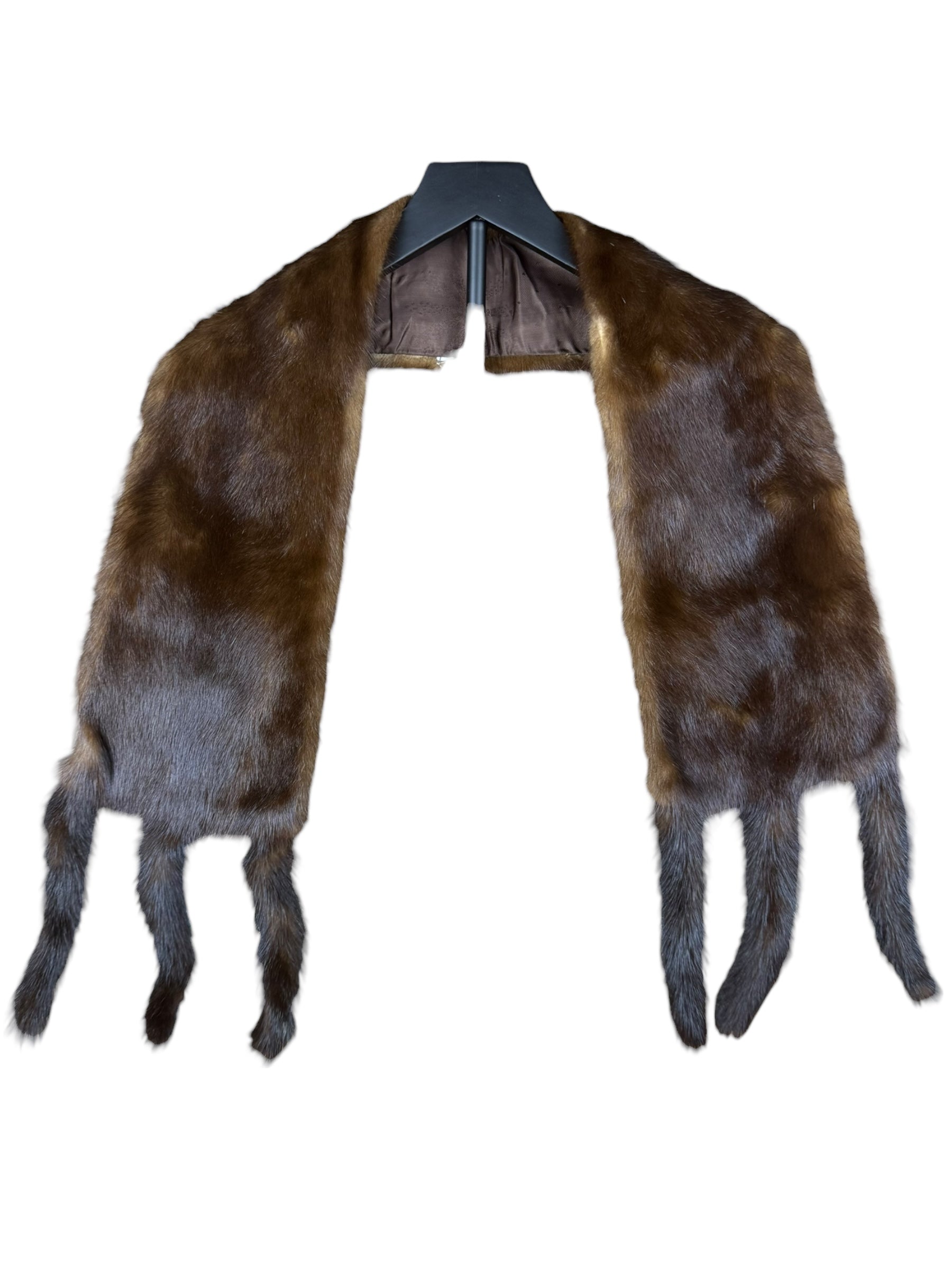 Vintage Brown Fur Tailed Shawl