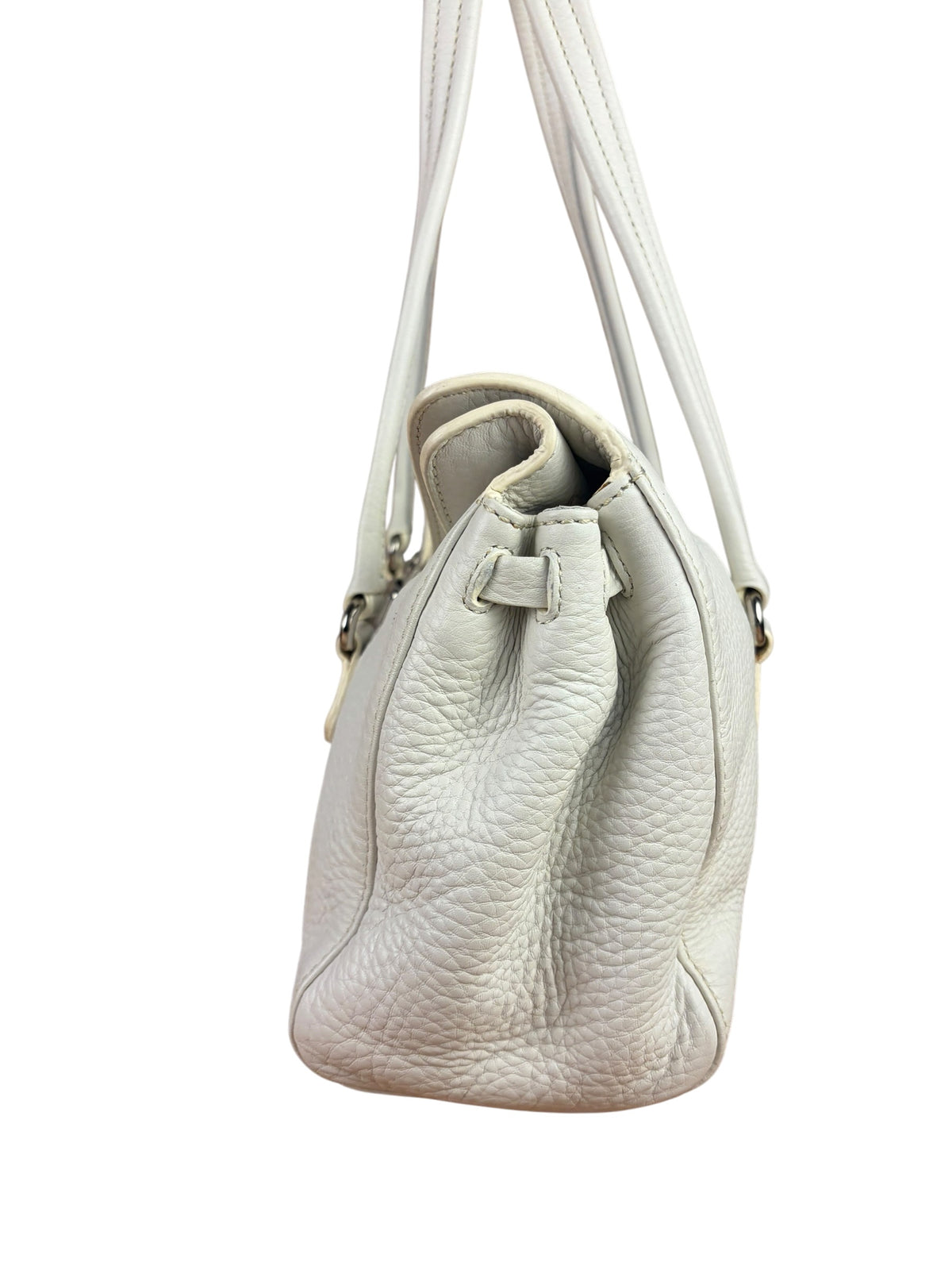 Prada White Leather Vitello Daino Easy Shoulder Bag