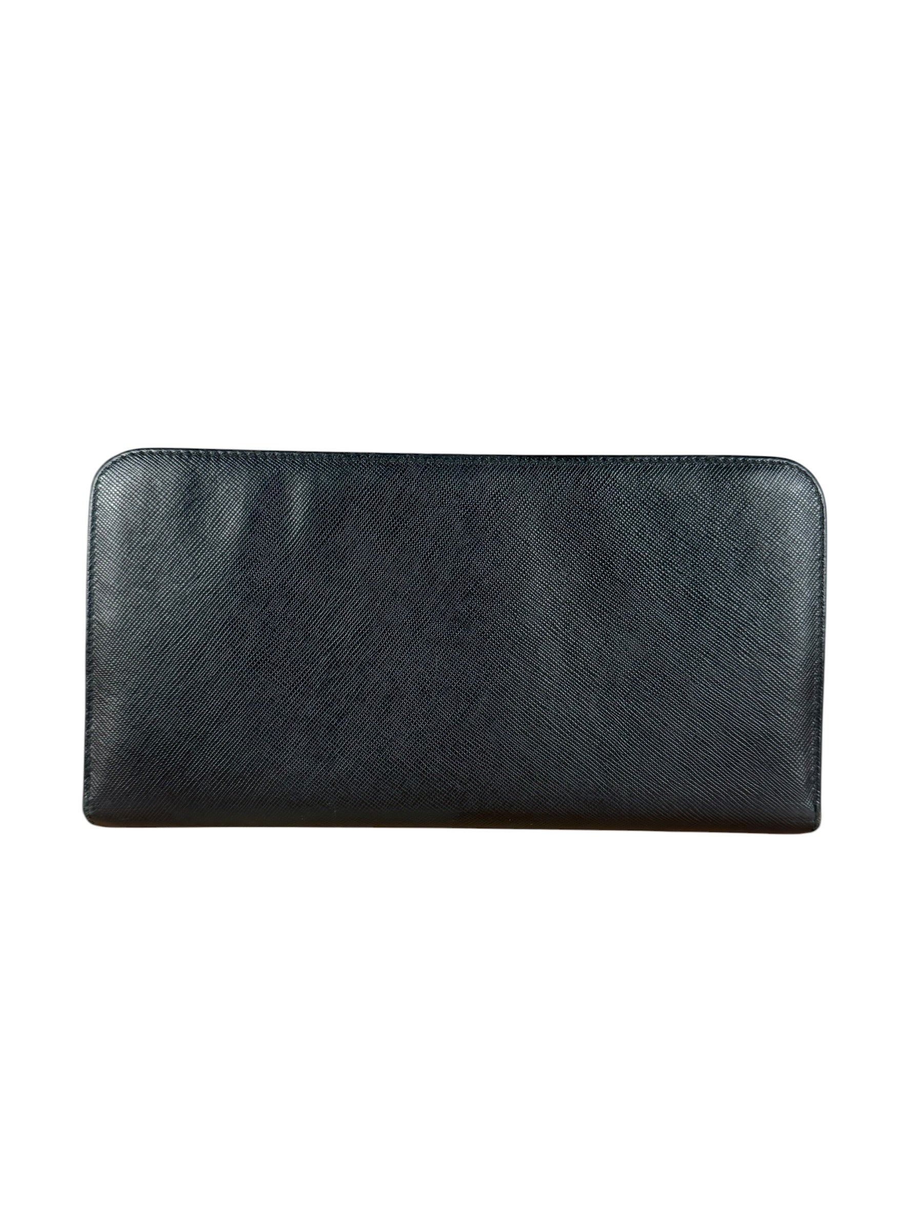 Prada Saffiano Leather Snap Long Wallet Black