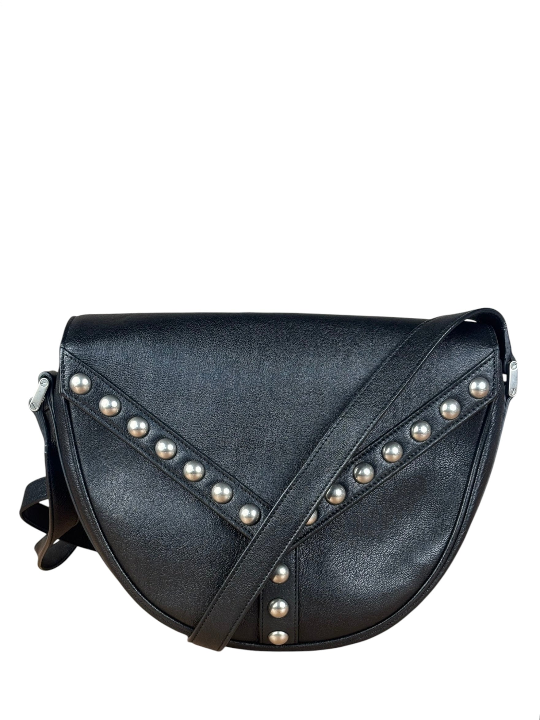 Saint Laurent Black Leather Y Studded Flap Crossbody