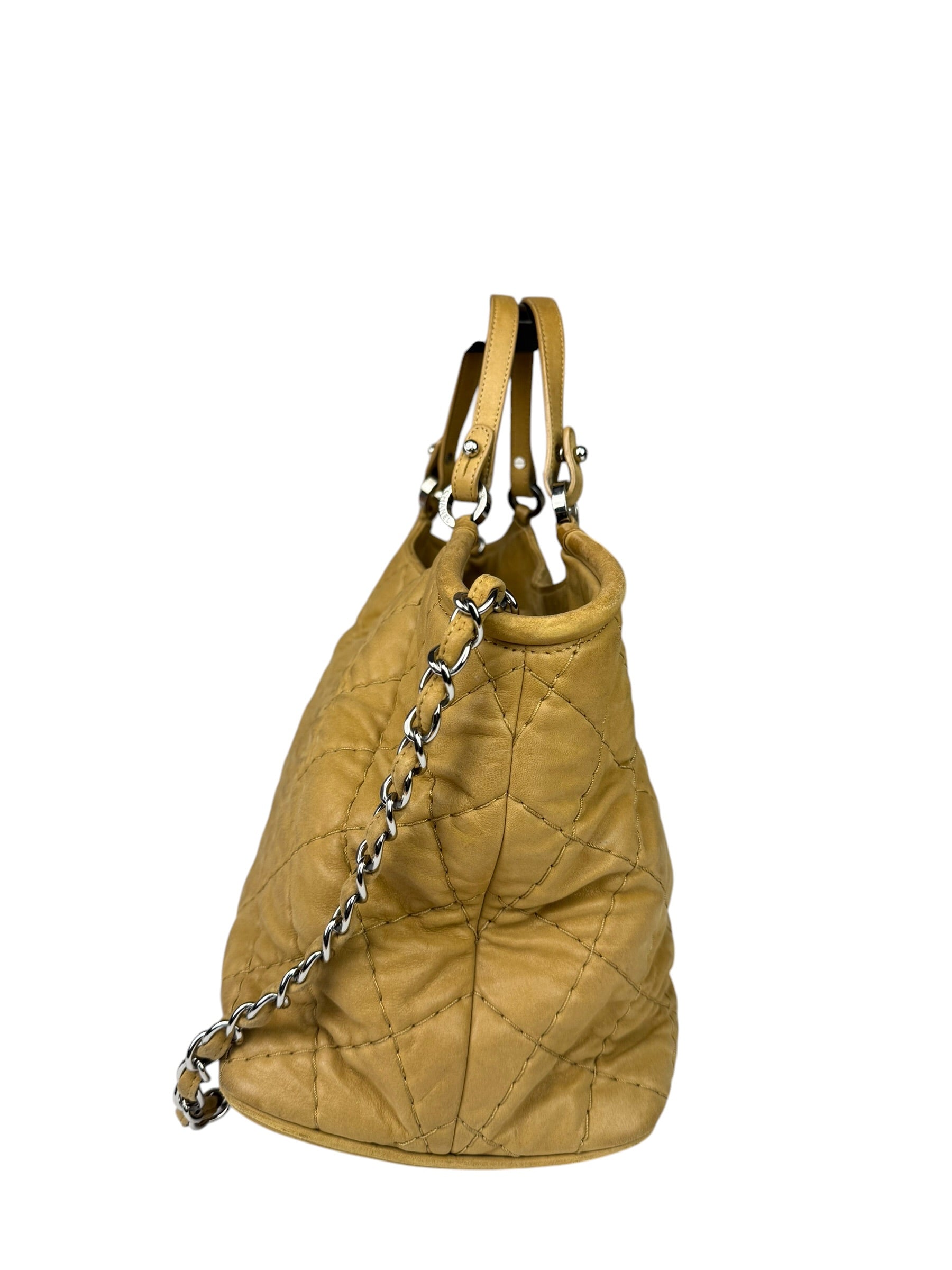 Chanel Beige Iridescent Quilted Leather 2Way Sea Hit Tote 2012