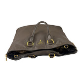 Prada Neutral Taupe Vitello Daino Leather Side Zip Large Shopper Tote