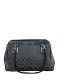 Coach Black Leather Trim Madison Op Art Sateen Phoebe Shoulder Bag