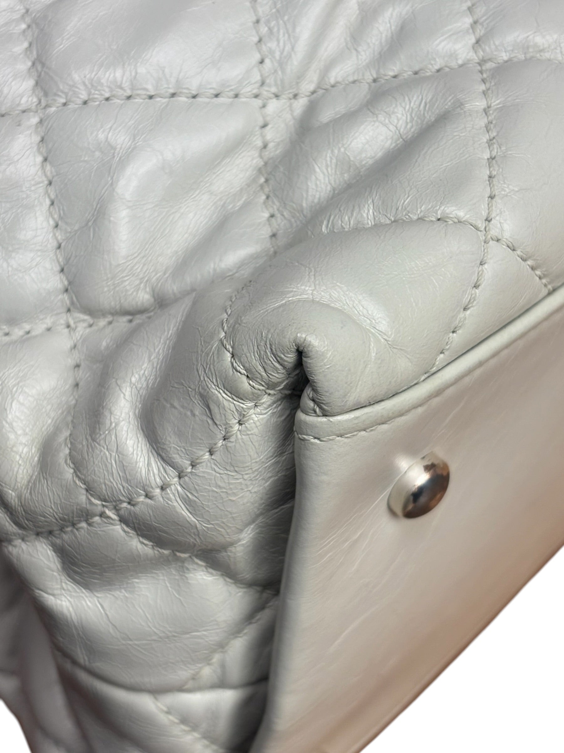 Chanel Vintage White Quilted Leather Chain Me Tote 2010