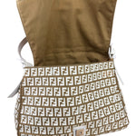 Fendi Vintage Beige Canvas Rubber FF Print Mamma Baguette