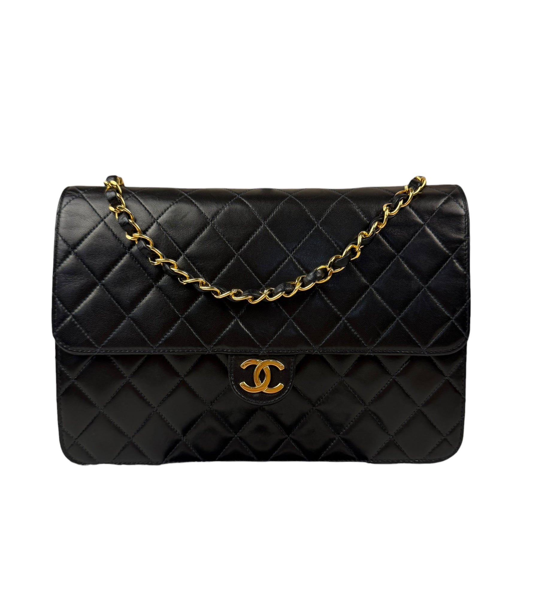 Chanel Balck Quilted Lambskin Square Flap 1991