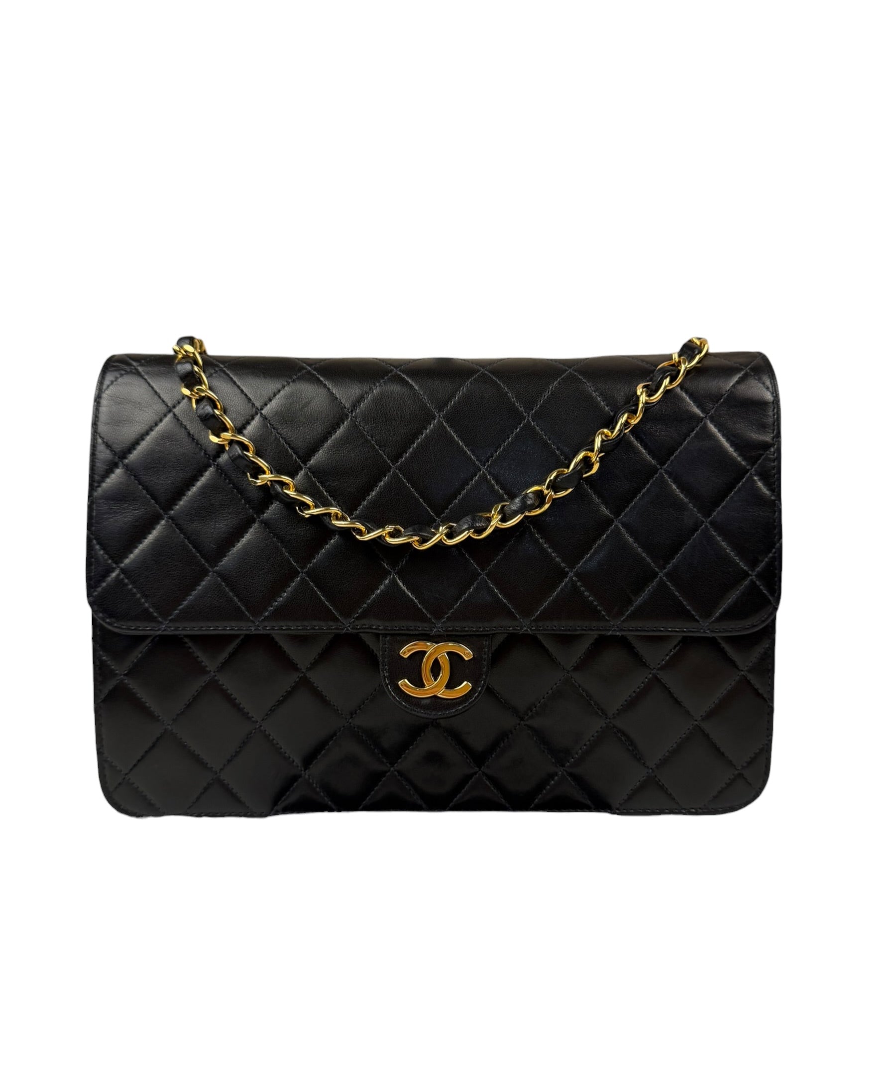 Chanel Balck Quilted Lambskin Square Flap 1991
