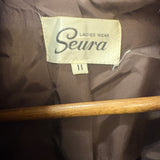 Seura Vintage Wavy Print Brown Fur Coat