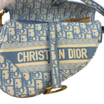 Christian Dior Blue/White Oblique Embroidered Saddle Bag