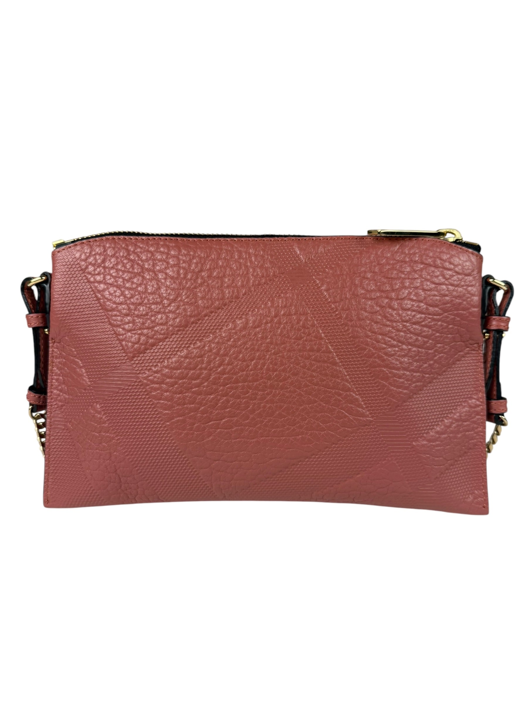 Burberry Pale Orchid Pink Leather Check-Embossed Peyton Crossbody