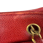 Chanel Red Caviar Leather CC Logo Tote Bag