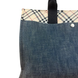 Burberry Vintage Blue Label Denim Nova Check Tote Bag
